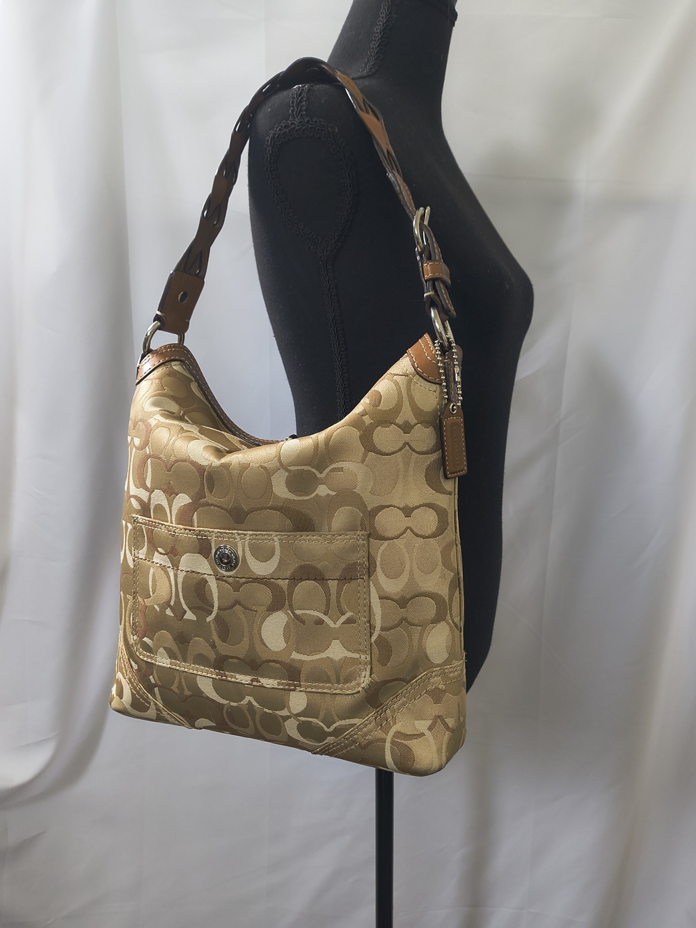 Vintage Coach Signature Jacquard Chelsea Hobo  Bag / Braided Strap